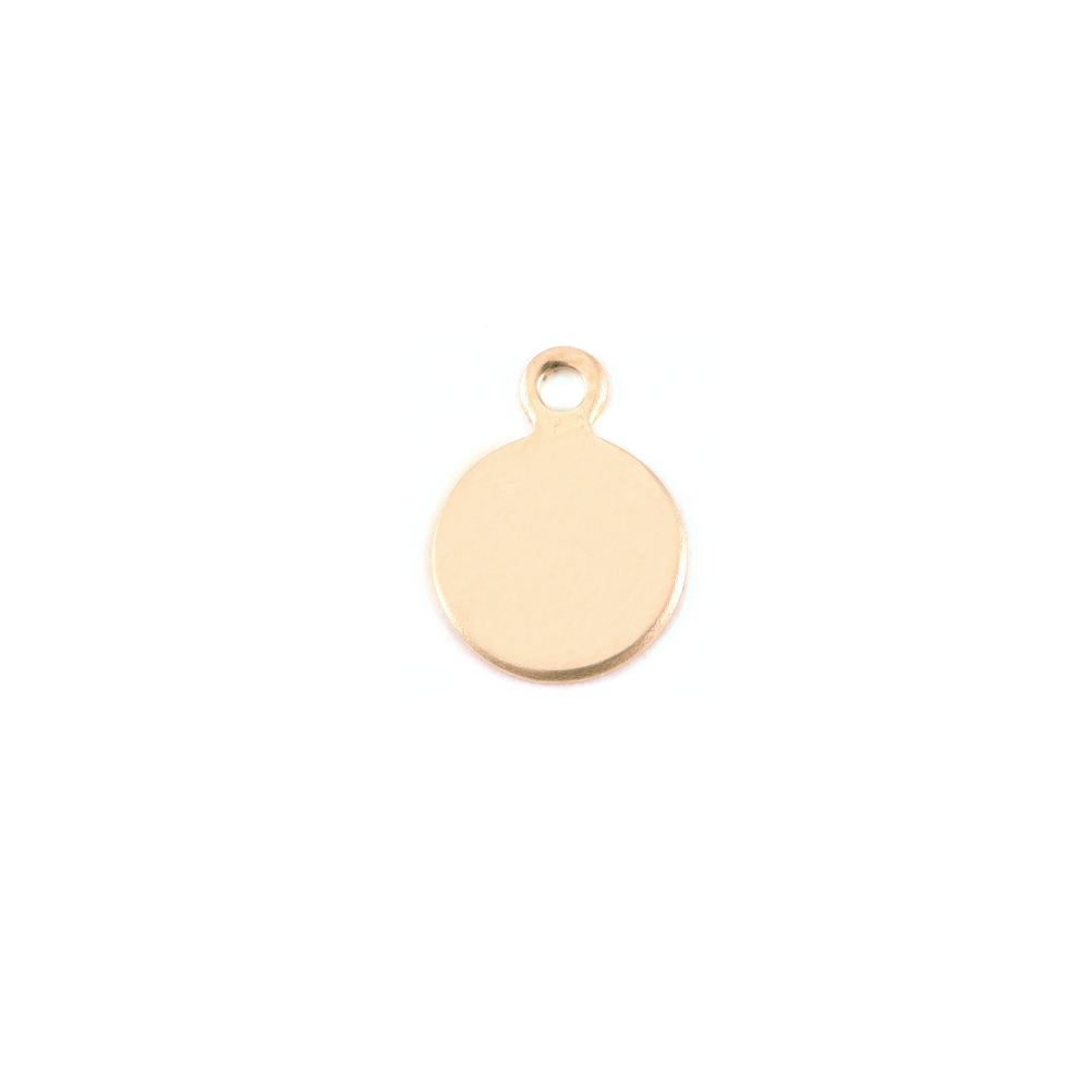 Metal Stamping Blanks Gold Filled Round, Disc, Circle with Top Loop, 7.4mm (.29"), 24g
